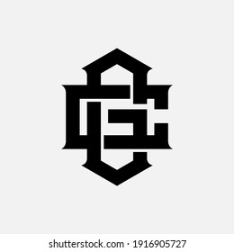Initial letters G, C, GC or CG overlapping, interlock, monogram logo, black color on white background