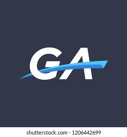 Initial letters GA illustrations designs with swoosh vector for company logo.