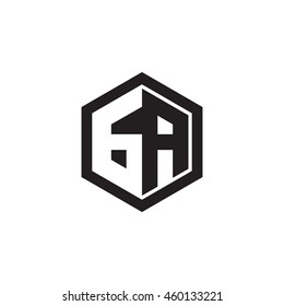 Initial letters GA negative space hexagon shape monogram logo