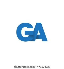 Initial letters GA overlapping fold logo blue