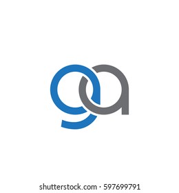 Initial letters ga, round linked chain shape lowercase logo modern design blue gray