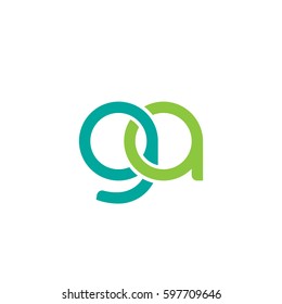 Initial letters ga, round linked chain shape lowercase logo modern design modern green