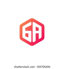 Initial letters GA rounded hexagon shape red orange simple modern logo