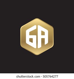 Initial letters GA rounded hexagon shape gold modern logo