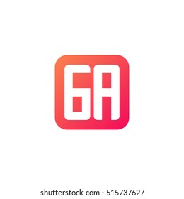 Initial letters GA rounded square shape red orange simple logo