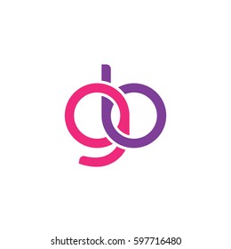 Initial letters gb, round linked chain shape lowercase logo modern design pink purple