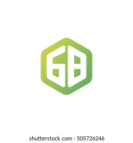 Initial letters GB rounded hexagon shape green simple modern logo