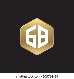 Initial letters GB rounded hexagon shape gold modern logo