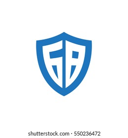 Initial letters GB shield shape blue simple logo