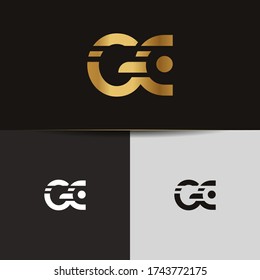 Initial letters GC linked monogram logo vector. Business logo monogram two overlap letters inside circle isolated on black background.