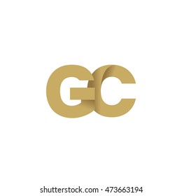Initial letters GC overlapping fold logo brown gold