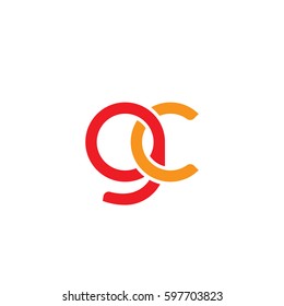 Initial letters gc, round linked chain shape lowercase logo modern design red orange