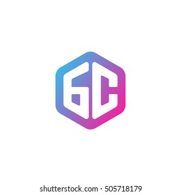 Initial letters GC rounded hexagon shape blue pink purple simple modern logo