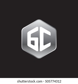 Initial letters GC rounded hexagon shape silver modern logo