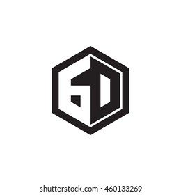 Initial letters GD, GO, negative space hexagon shape monogram logo