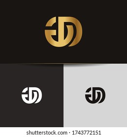 Initial letters GD linked monogram logo vector. Business logo monogram two overlap letters inside circle isolated on black background.
