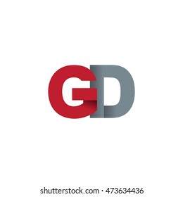 Initial letters GD overlapping fold logo red gray
