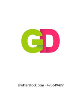 Initial letters GD overlapping fold logo green magenta