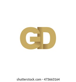 Initial letters GD overlapping fold logo brown gold