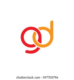 Initial letters gd, round linked chain shape lowercase logo modern design red orange