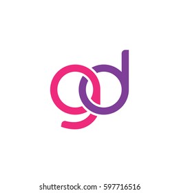 Initial letters gd, round linked chain shape lowercase logo modern design pink purple