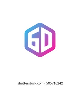 Initial letters GD rounded hexagon shape blue pink purple simple modern logo