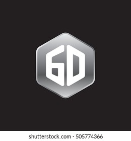 Initial letters GD rounded hexagon shape silver modern logo