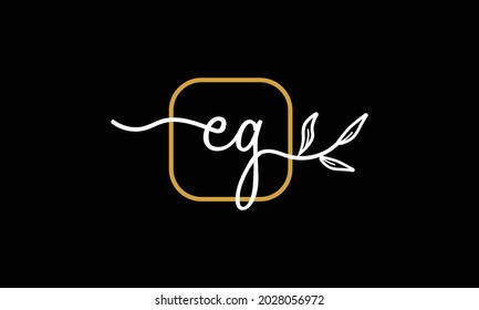 Initial letters EG and GE handwriting floral boho botanical monogram logo vector icon minimalist design symbol