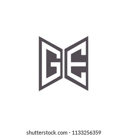 Initial Letters GE Logo Design, Infinity Style, Hexagonal Shape, with Flat Colored