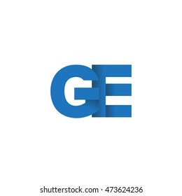 Initial letters GE overlapping fold logo blue