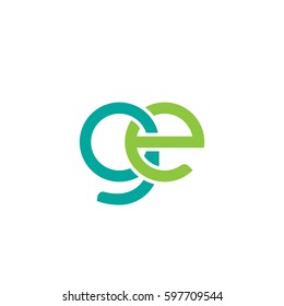 Initial letters ge, round linked chain shape lowercase logo modern design modern green