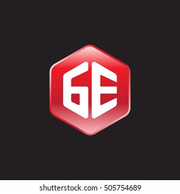 Initial letters GE rounded hexagon shape red modern logo