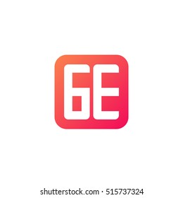 Initial letters GE rounded square shape red orange simple logo