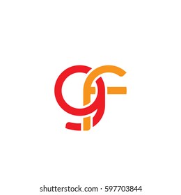 Initial letters gf, round linked chain shape lowercase logo modern design red orange