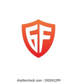 Initial letters GF shield shape red simple logo
