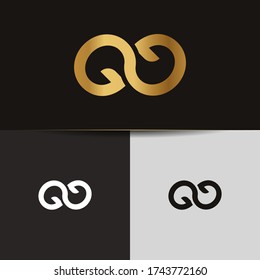 Initial letters GG linked monogram logo vector. Business logo monogram two overlap letters inside circle isolated on black background.