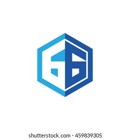 Initial letters GG negative space hexagon shape logo blue