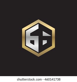Initial letters GG negative space hexagon shape logo silver gold