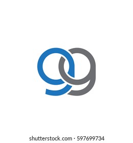 Initial letters gg, round linked chain shape lowercase logo modern design blue gray