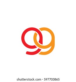Initial letters gg, round linked chain shape lowercase logo modern design red orange