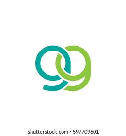 Initial letters gg, round linked chain shape lowercase logo modern design modern green