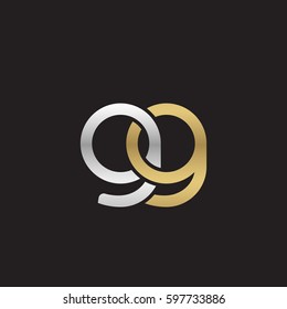 Initial letters gg, round linked chain shape lowercase logo modern design silver gold