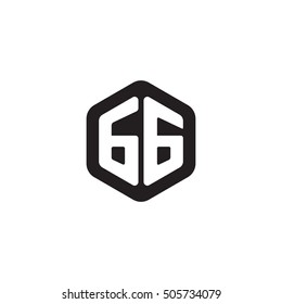 Initial letters GG rounded hexagon shape monogram black simple modern logo