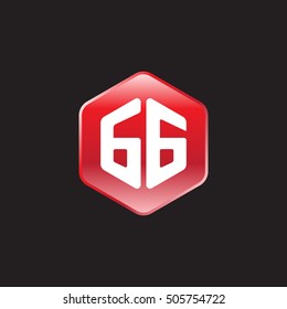 Initial letters GG rounded hexagon shape red modern logo