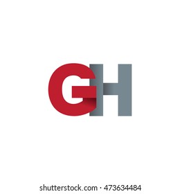 Initial letters GH overlapping fold logo red gray