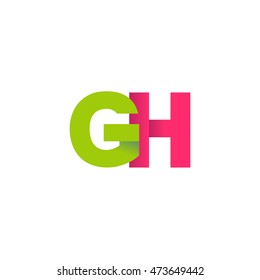 Initial letters GH overlapping fold logo green magenta
