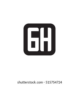 Initial letters GH rounded square shape monogram black simple logo