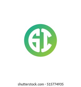 Initial letters GI circle shape green simple logo
