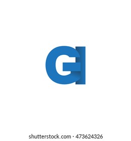 Initial letters GI overlapping fold logo blue