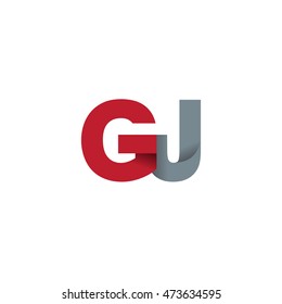 Initial letters GJ overlapping fold logo red gray